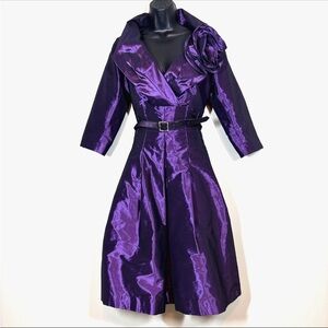 Teri Jon Rickie Freeman formal Dress Sz 8 Purple taffeta 
Midi 3/4 sleeves